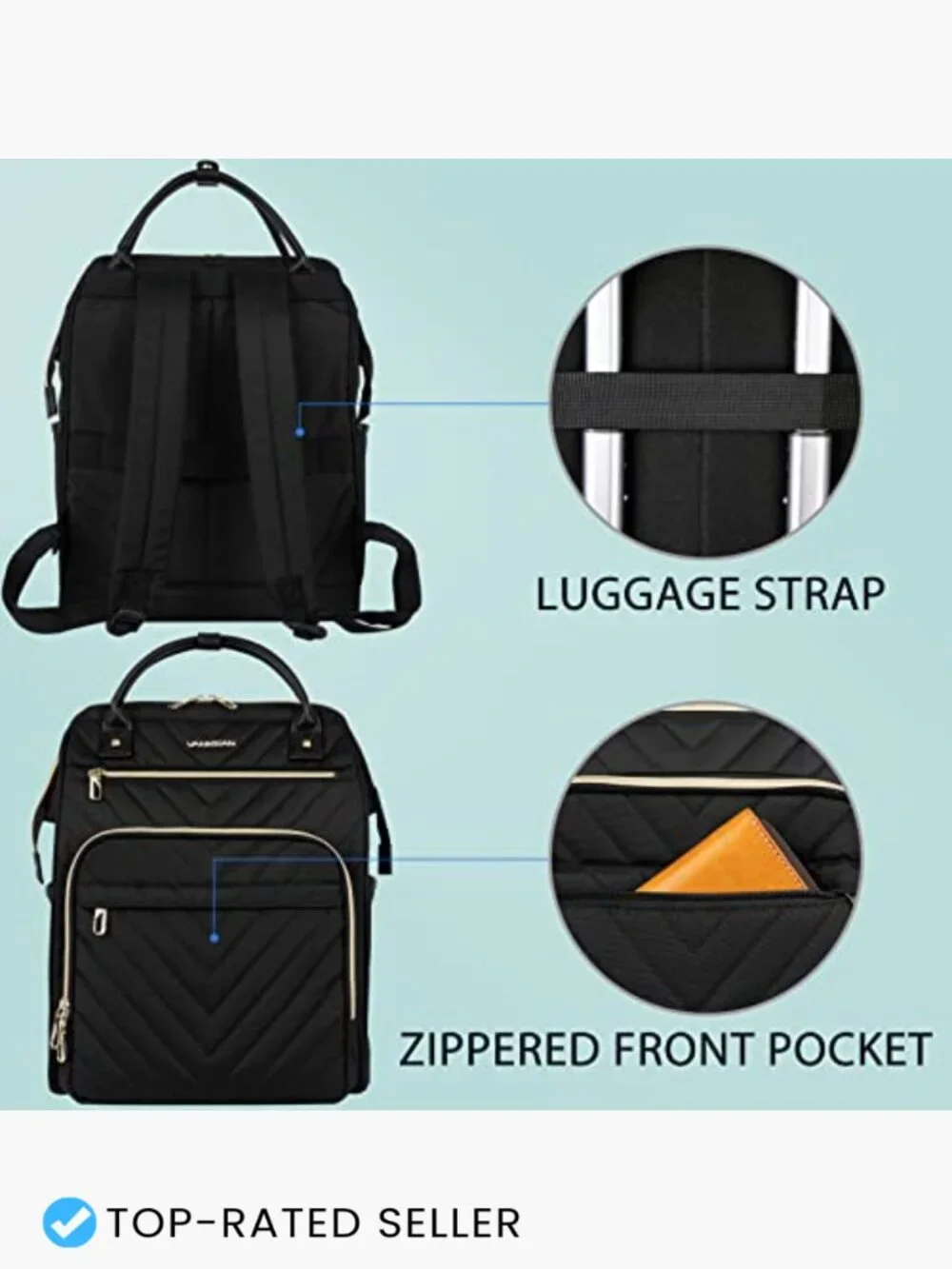 17 Inch Laptop Backpack Large Capacity Waterproof Nylon Travel Daypack Work Bag